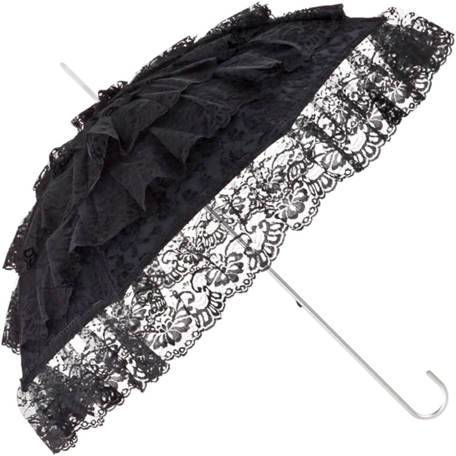 VON LILIENFELD Regenschirm Damen Sonnenschirm Brautschirm Hochzeitsschirm Melissa schwarz Rüschen