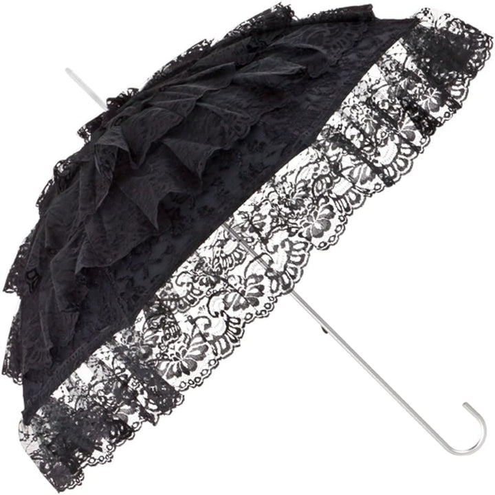 VON LILIENFELD Regenschirm Damen Sonnenschirm Brautschirm Hochzeitsschirm Melissa schwarz Rüschen