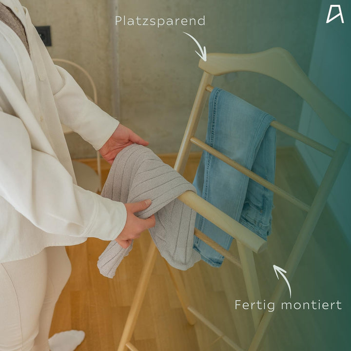 Stummer Diener aus Massiv Holz - klappbarer Herrendiener und Butler - fertig montierter Damendiener