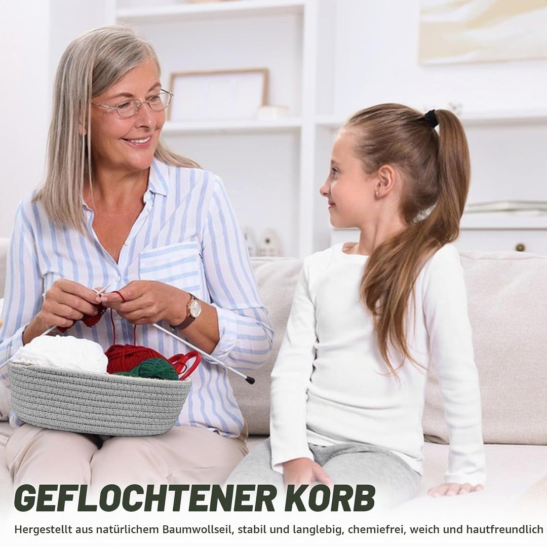 3 Stück Aufbewahrungskorb, Baumwollkörbe Strickkorb Baumwollseil Geflochten Aufbewahrung Körbe Wicke