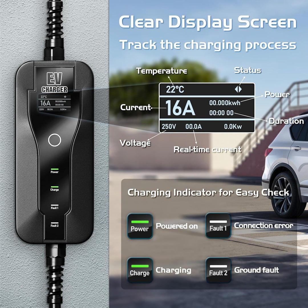 AFYEEV 3.6kw Ladekabel Typ 2, 6M Typ 2 Ladekabel, Ladekabel Elektroauto Typ 2 mit Schuko Stecker Ein