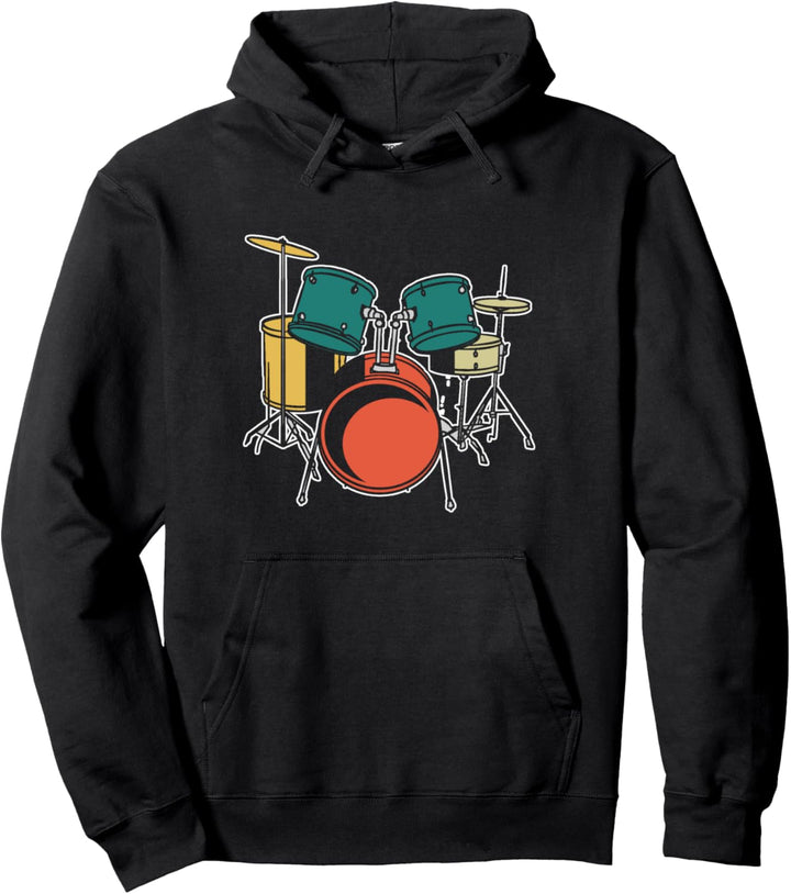 Retro Schlagzeug Instrument Geschenk Vintage Musik Drummer Pullover Hoodie