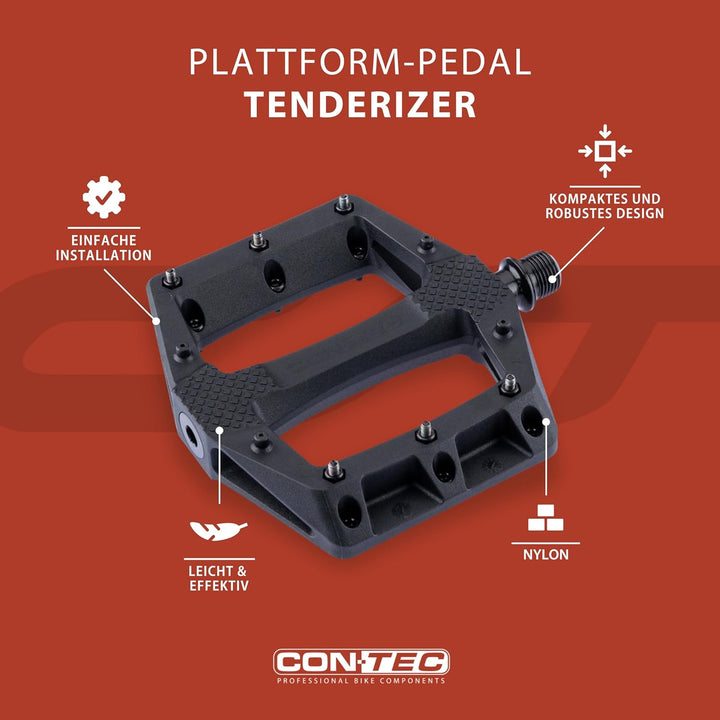 CONTEC Fahrrad-Pedal Tenderizer, Nylon Körper, MTB Pedal, Plattform-Pedale, Lightweight, CrMo Achse,