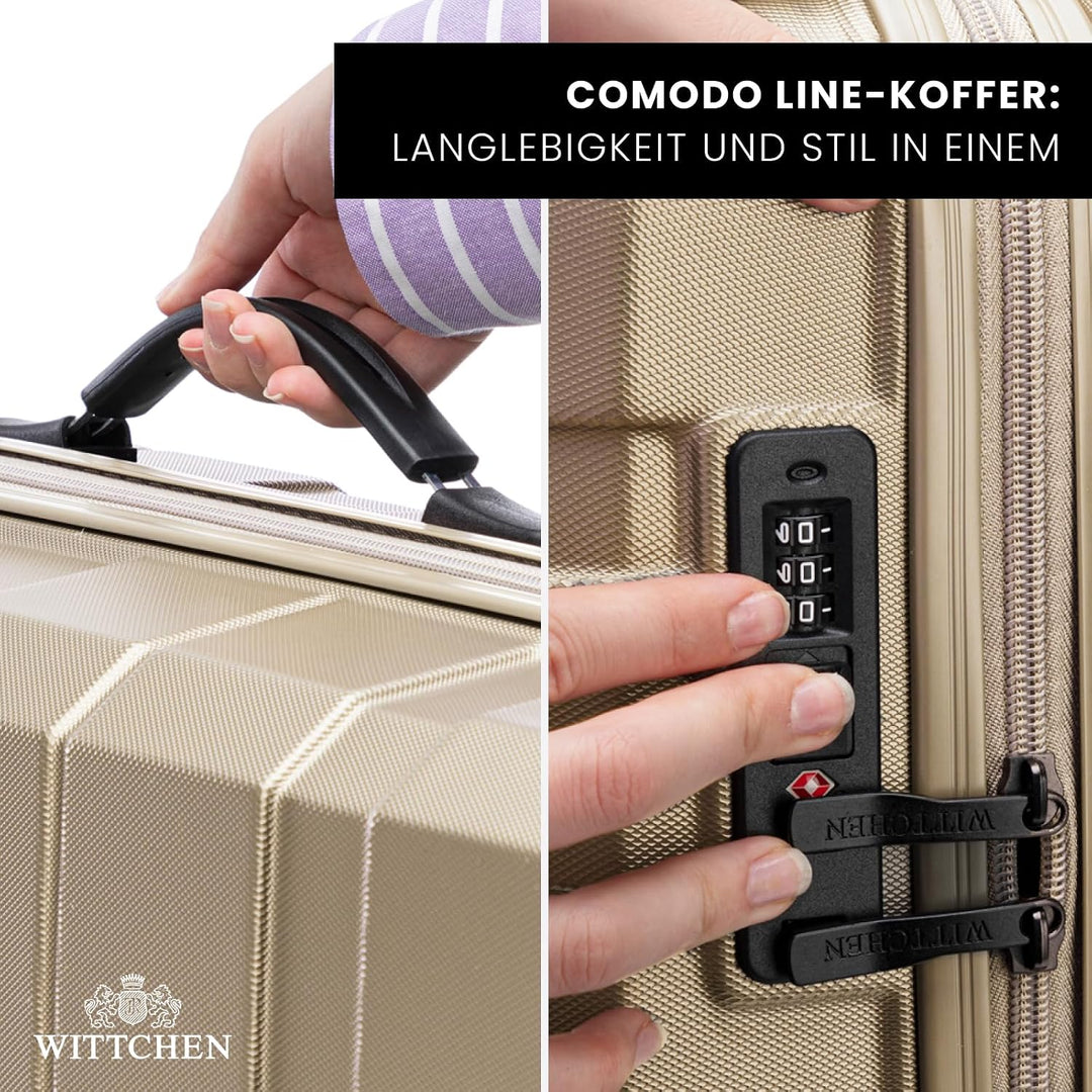 WITTCHEN COMODO Line Koffer Handgepäck Gepäck-Set aus ABS Teleskopgriff TSA Schloss 4 Doppelräder Be
