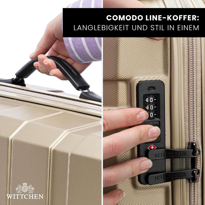 WITTCHEN COMODO Line Koffer Handgepäck Gepäck-Set aus ABS Teleskopgriff TSA Schloss 4 Doppelräder Be