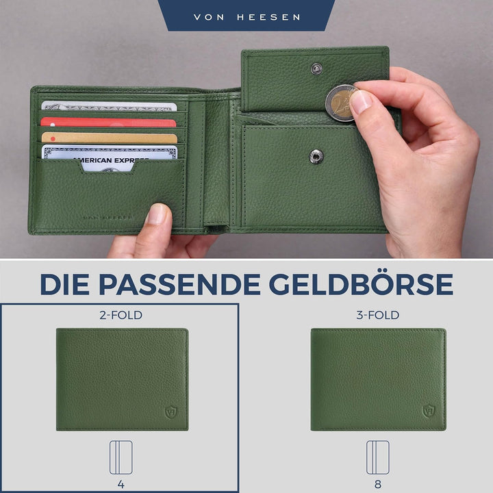 VON HEESEN Leder Geldbörse RFID Schutz I Echtleder Geldbeutel für Damen &amp; Herren I Portemonnaie Brie