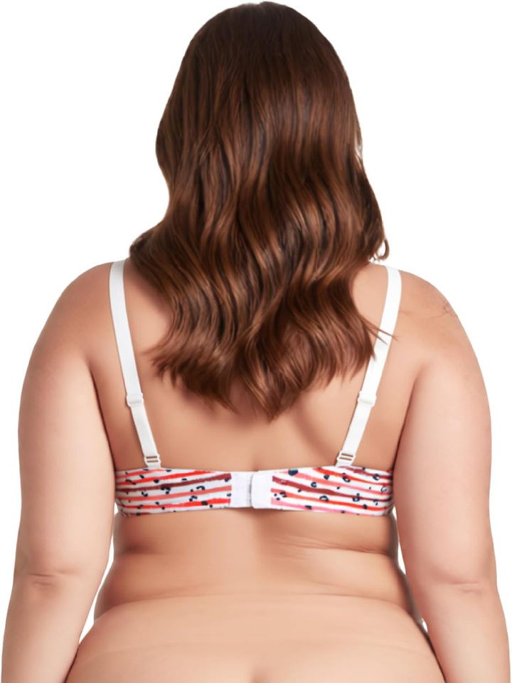 Curve Muse Übergrösse Still Baumwolle Ungefüttert Drahtloser BH Mit Spitzenbesatz 100D Mandel Druck