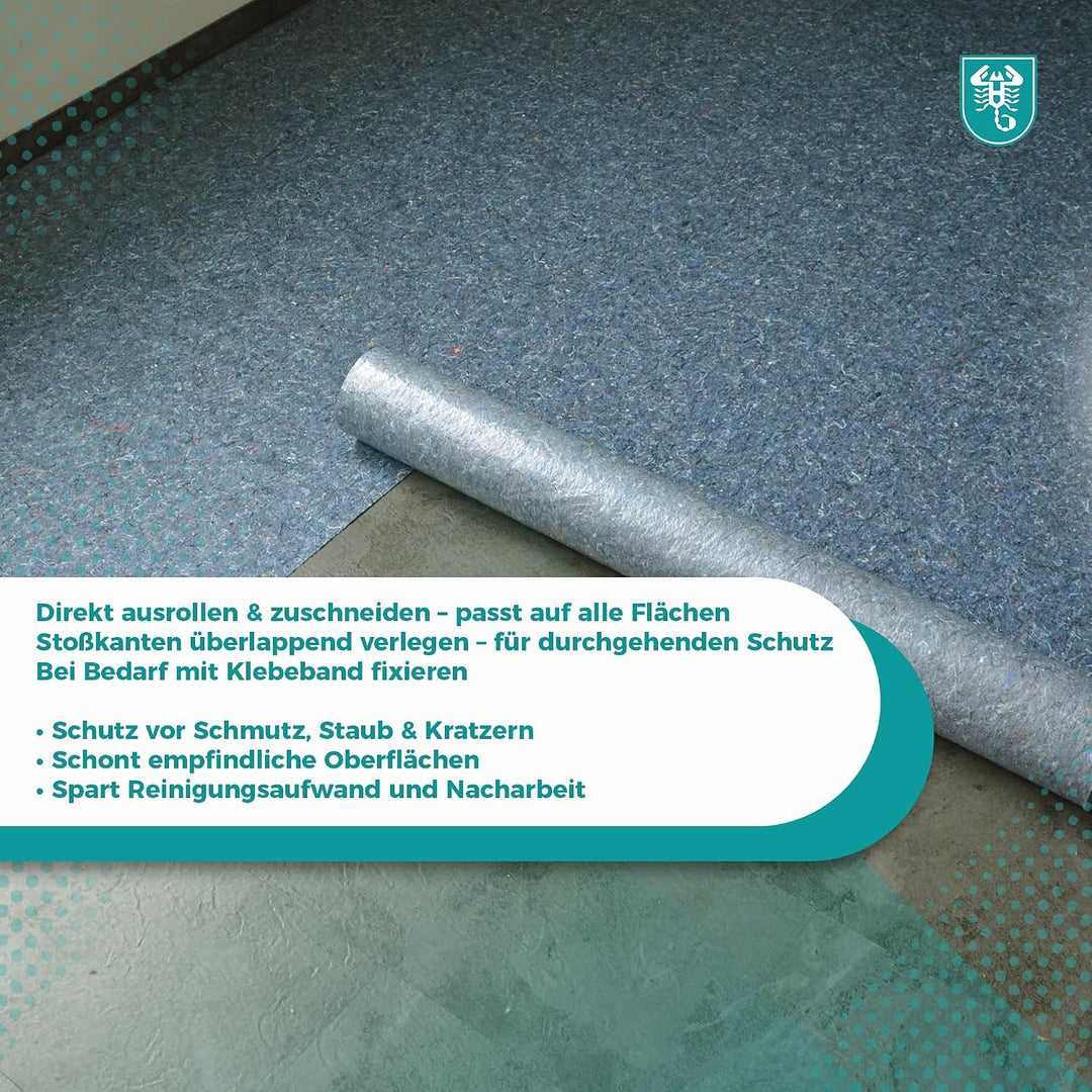 Abdeckvlies Renovierungsvlies Profi grau 1 x 25 m Malerabdeckvlies mit antirutsch Folie 180 g/m²