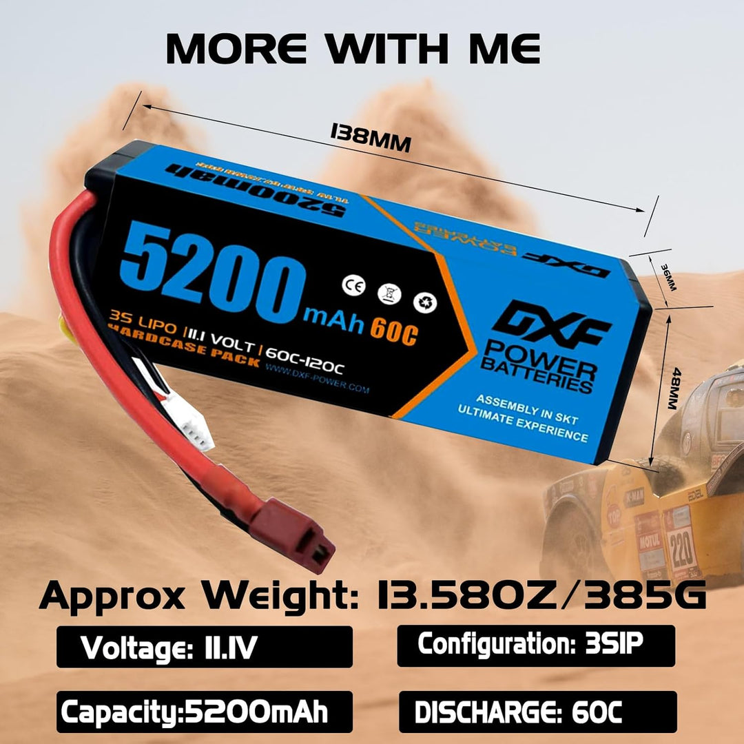 DXF 3S Lithium-Batterie, 5200mAh, 11.1V, 60C, RC-Batterie, mit Deans-Anschluss für ferngesteuertes A