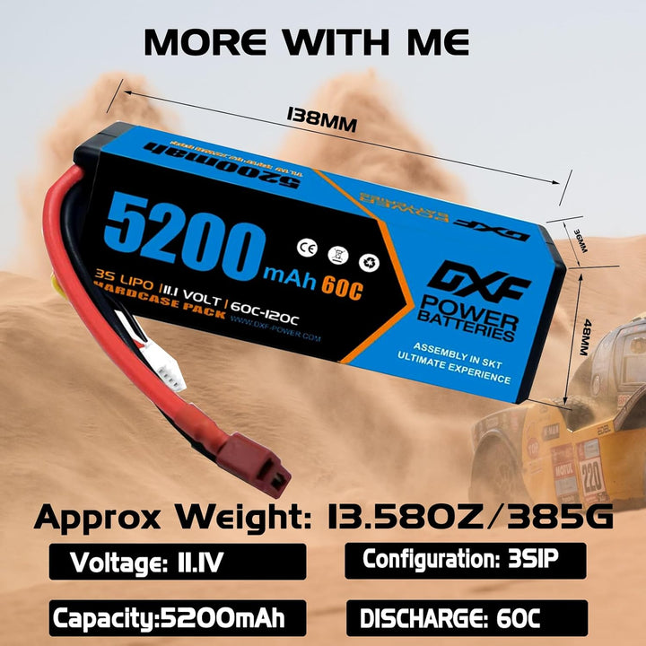DXF 3S Lithium-Batterie, 5200mAh, 11.1V, 60C, RC-Batterie, mit Deans-Anschluss für ferngesteuertes A