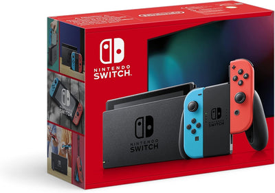 Nintendo Switch-Konsole Neon-Rot/Neon-Blau Switch-Tasche & -Schutzfolie - Schwarz/Weiss