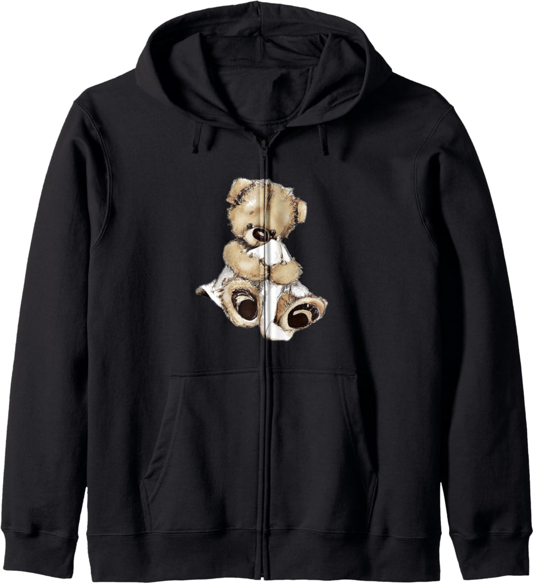 Süsser Teddy mit Decke, Teddybär mit Kuscheldecke Hemd Shirt Kapuzenjacke