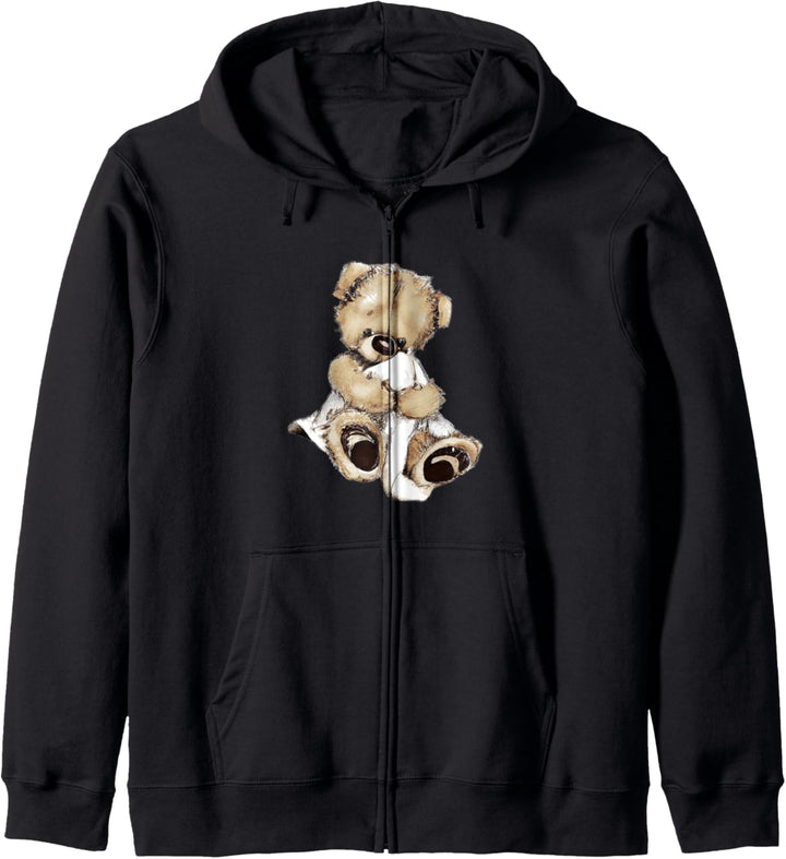 Süsser Teddy mit Decke, Teddybär mit Kuscheldecke Hemd Shirt Kapuzenjacke