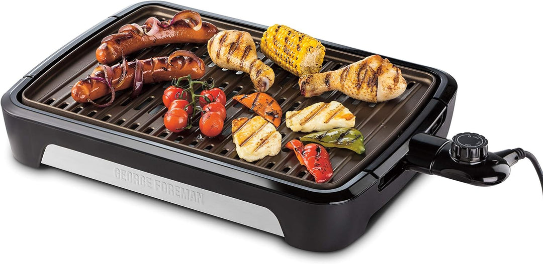 George Foreman Grill [Smokeless - 80% weniger Rauch] Tischgrill (raucharmer Indoor BBQ, spülmaschine
