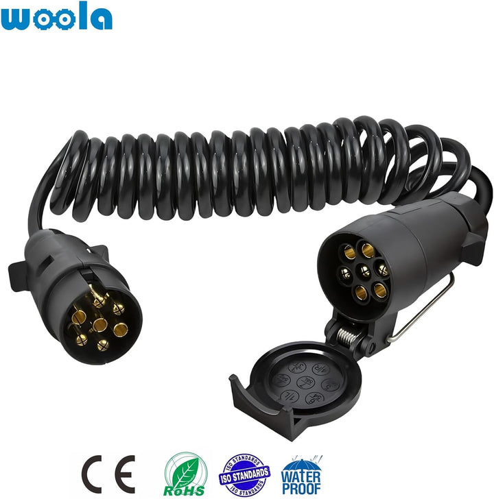 Woola 12V Anhänger 7 Polig Verlängerung Kabel Adapter,2,5m-Anhänger Steckdosen Verlängerungskabel,An