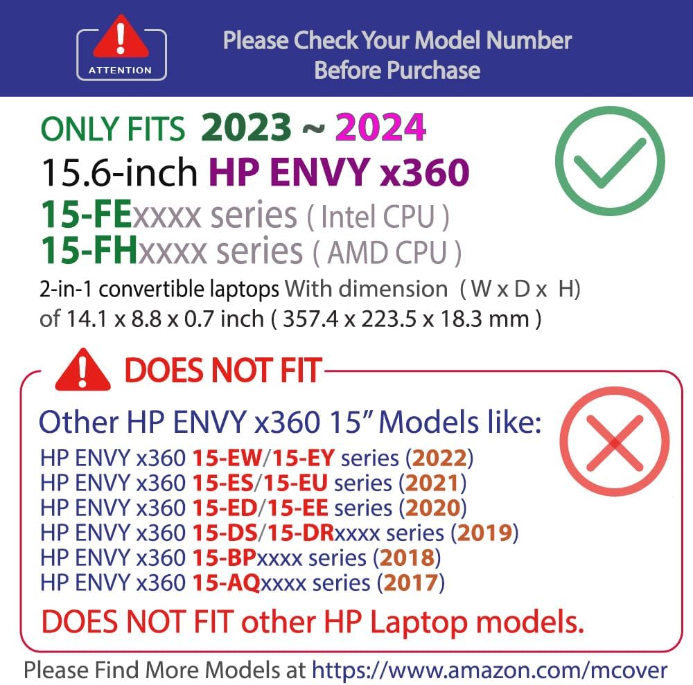 mCover Schutzhülle kompatibel mit HP Envy x360 15-FE0000 (Intel CPU) / 15-FH0000 (AMD CPU) Serie Lap