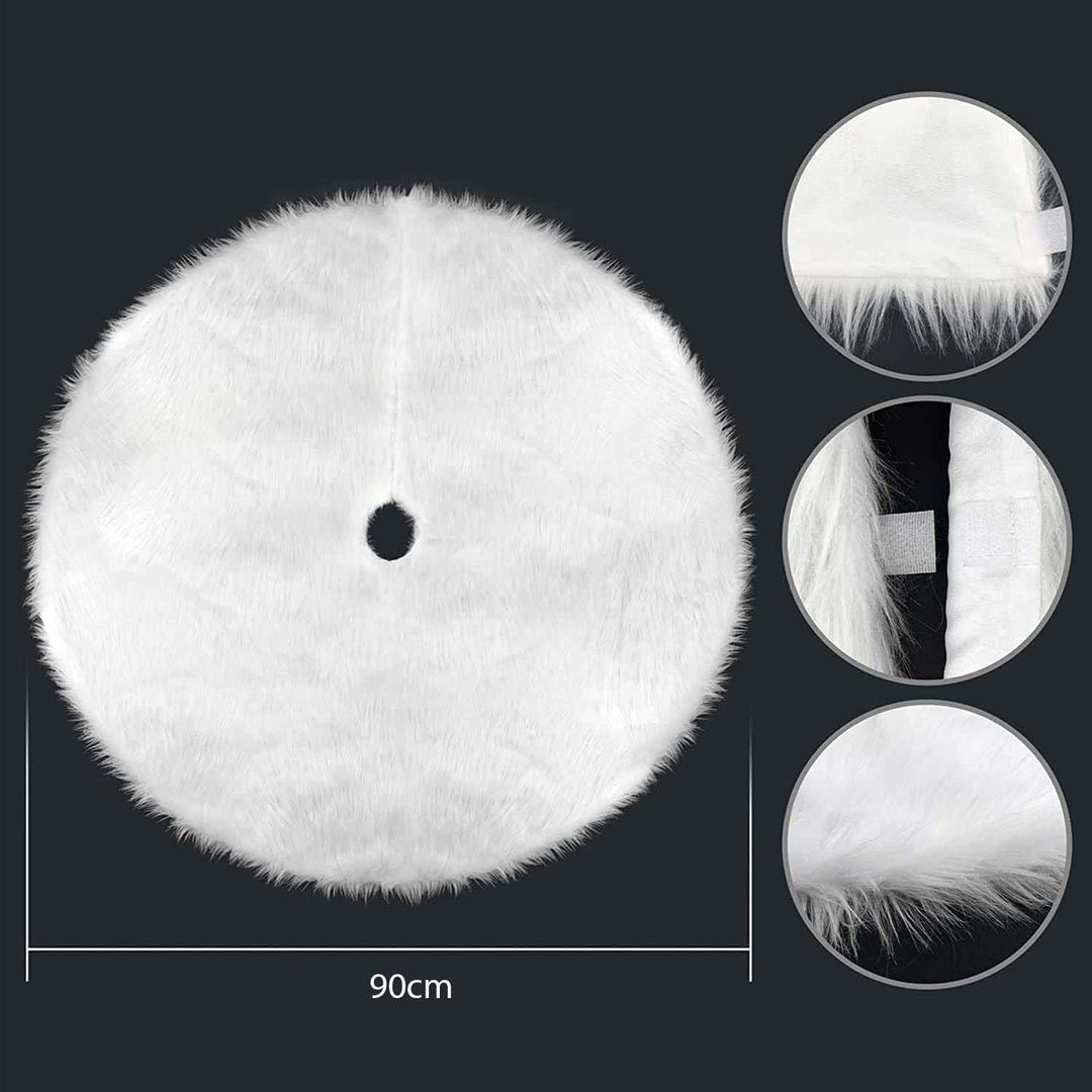 Weihnachtsbaum Decke,90cm Weihnachtsbaum Rock,Runde Form Christbaumständer Teppich,Weiss Plüsch Chri
