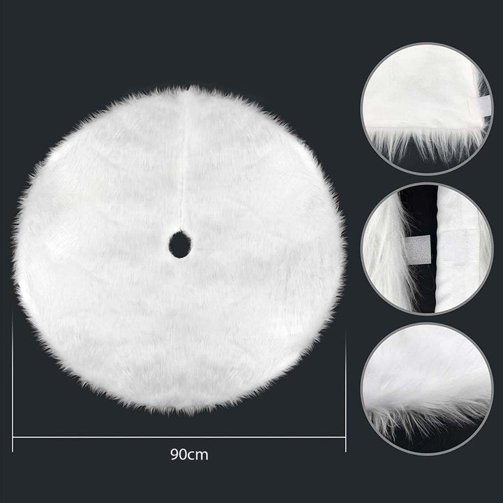 Weihnachtsbaum Decke,90cm Weihnachtsbaum Rock,Runde Form Christbaumständer Teppich,Weiss Plüsch Chri