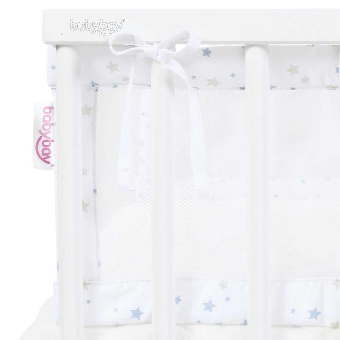babybay Nestchen Mesh-Piqué passend für Modell Maxi, Boxspring und Comfort, weiss Sternemix sand/azu