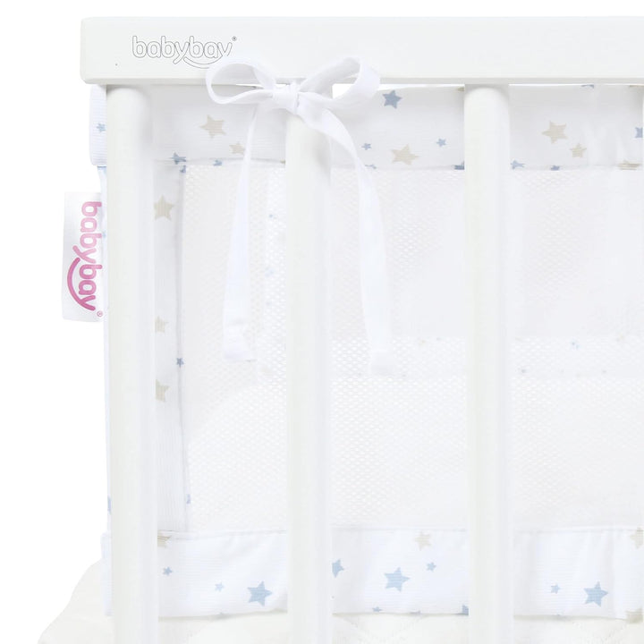 babybay Nestchen Mesh-Piqué passend für Modell Maxi, Boxspring und Comfort, weiss Sternemix sand/azu