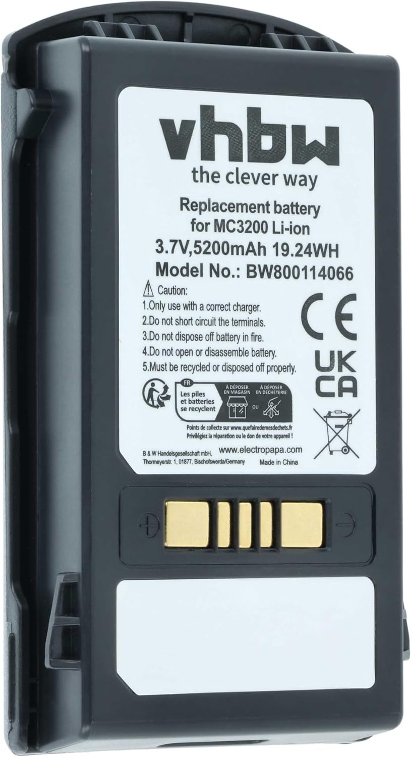 vhbw Akku Ersatz für Motorola BTRY-MC32-01-01 für Barcodescanner POS (5200mAh, 3,7V, Li-Ion)