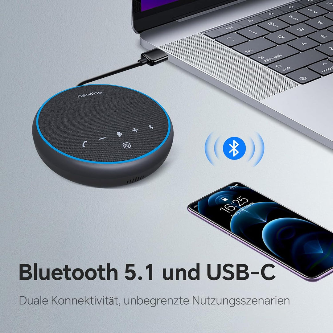 N newline Konferenzlautsprecher mit Mikrofon Bluetooth USB Lautsprecher für PC, Geräuschunterdrückun