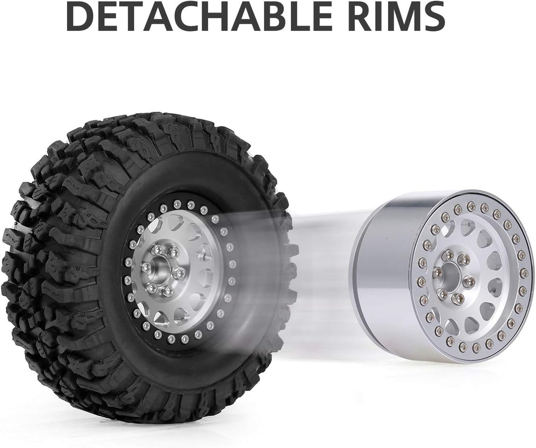 Goolsky 2 STÜCKE High Grip 2,2 Zoll RC Gummireifen Legierung Beadlock Felgen Rad Upgrade Teile Kompa