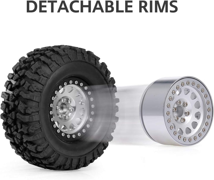 Goolsky 2 STÜCKE High Grip 2,2 Zoll RC Gummireifen Legierung Beadlock Felgen Rad Upgrade Teile Kompa
