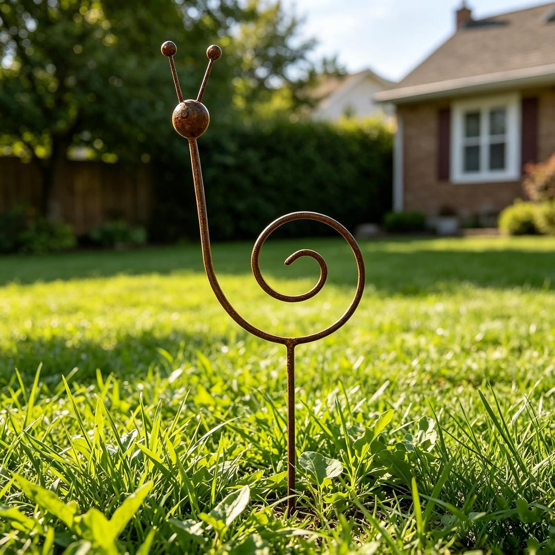 Rostige Gartendeko Vintage, Pflanzenstütze aus Metall in Schneckenform, Gartenstecker Rost, Geeignet