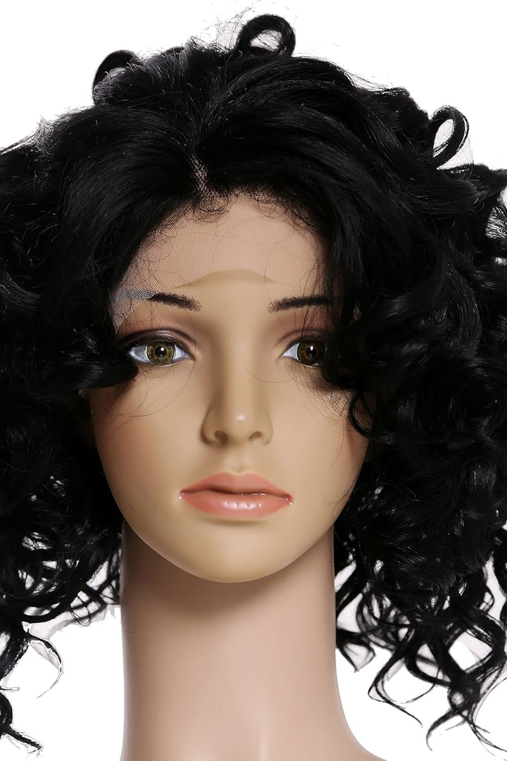 WIG ME UP - MLU16-MF-1 Perücke Damenperücke Lace-Front Teil-Mono Wild Gelockt Locken Schwarz