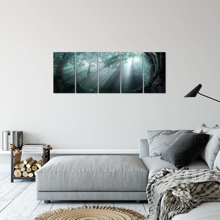 Runa Art Bild Wald Landschaft Wandbilder auf Vlies Leinwand 5 Teilig Wanddekoration Schlafzimmer Woh