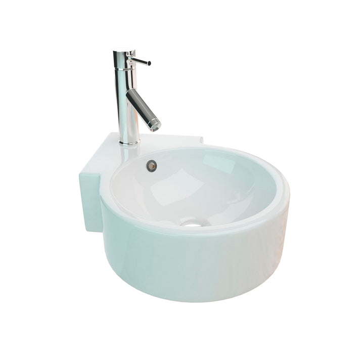 Design Eckwaschbecken Waschbecken Hängewaschbecken für Gäste WC rund weiss mit Überlauf Kbw343 Eck-r