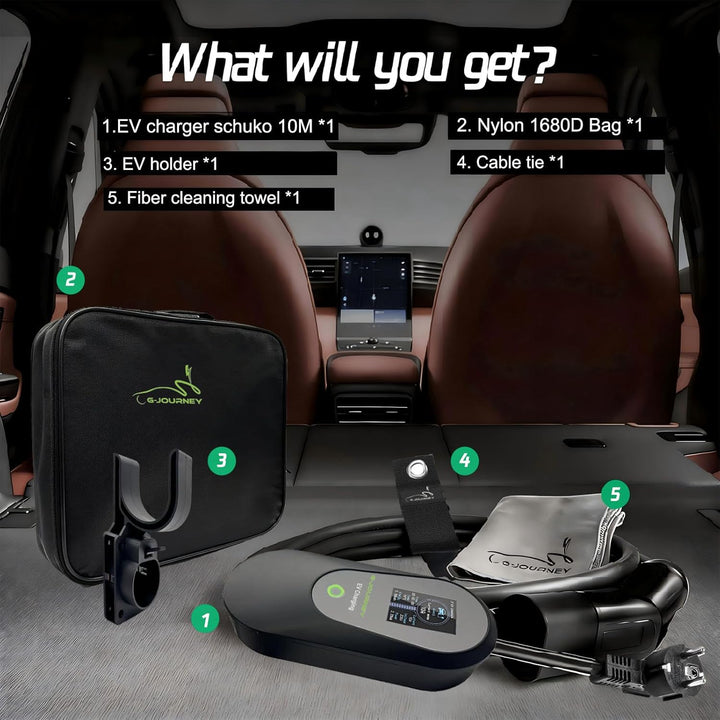 Ladekabel Elektroauto Typ 2 Schuko 10M【8-13A,1-phasig】 Tragbares EV Ladekabel Typ 2 Schuko Ladegerät