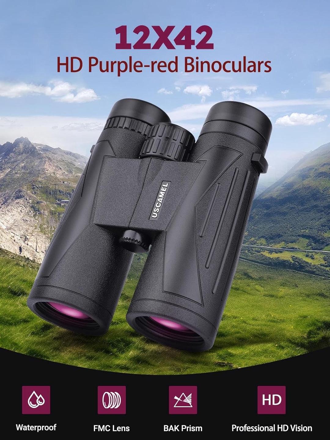 Fernglas 12x42 HD Binoculars Professional für Vogelbeobachtung, Jagd, Wandern, Sightseeing, FMC-Lins