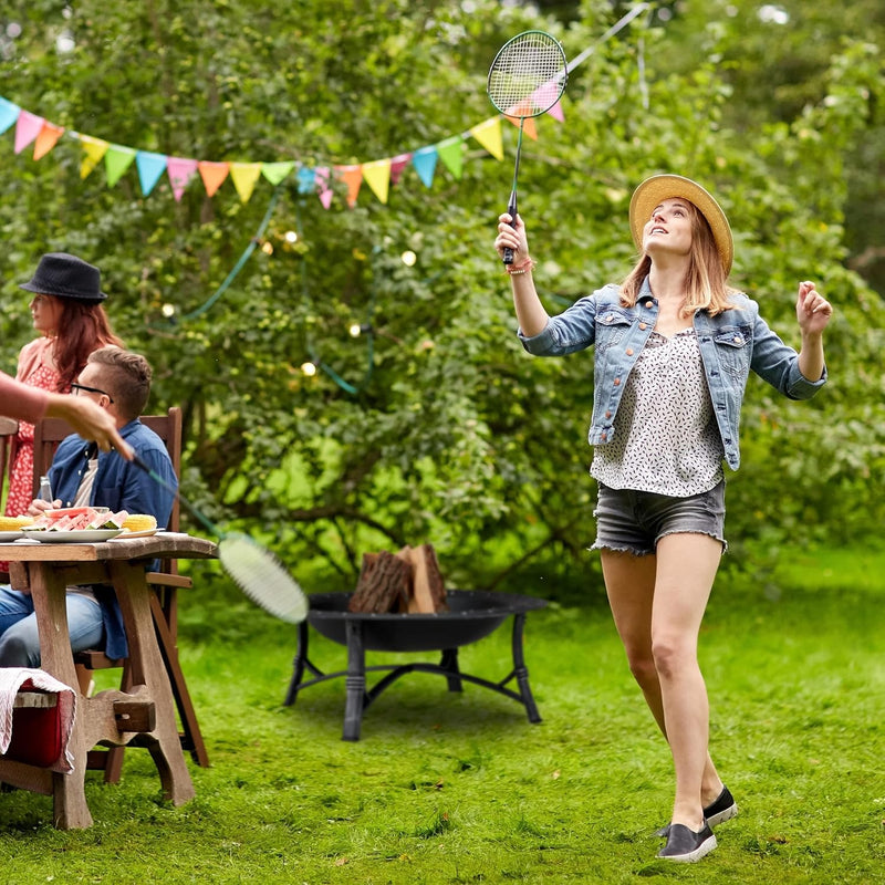 Relaxdays Feuerschale mit Funkenschutz, Garten & Terrasse, mit Schürhaken, Outdoor Feuerstelle, HxD: