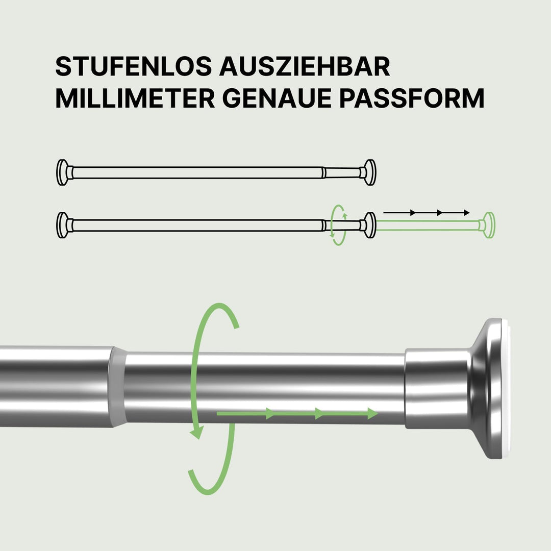 MEISENBERG Vorhangstange ohne Bohren 50-80cm - Gardinenstange zum Klemmen - Edelstahl - Spannstange