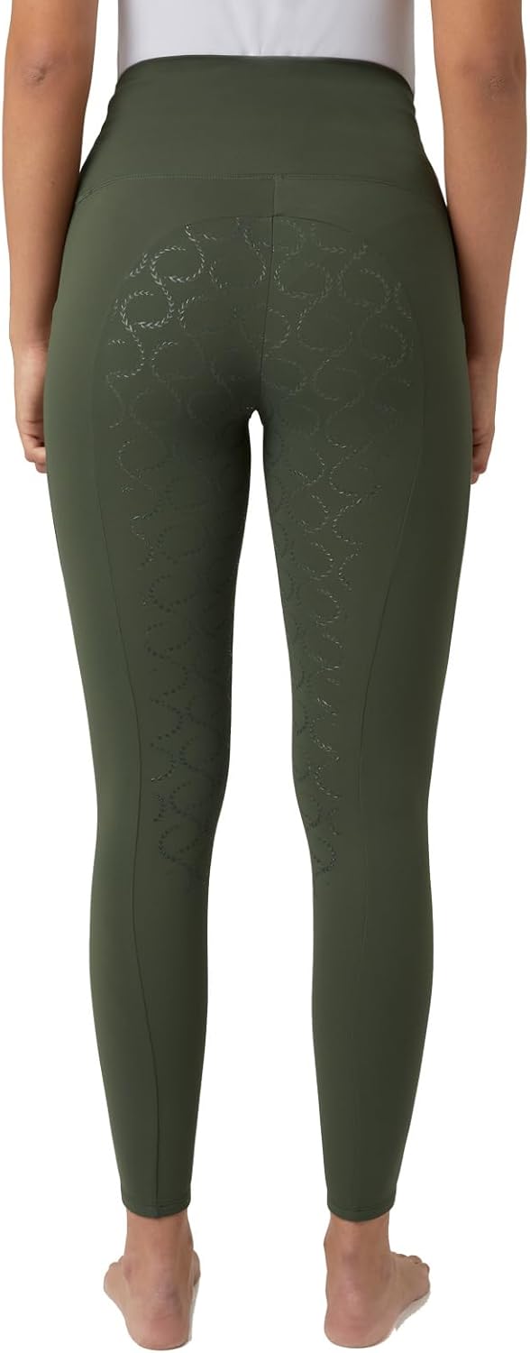 HORZE Damen Reitleggings Gillian, Reithose mit Handytasche und Silikonvollbesatz 36 Khakifarben, 36