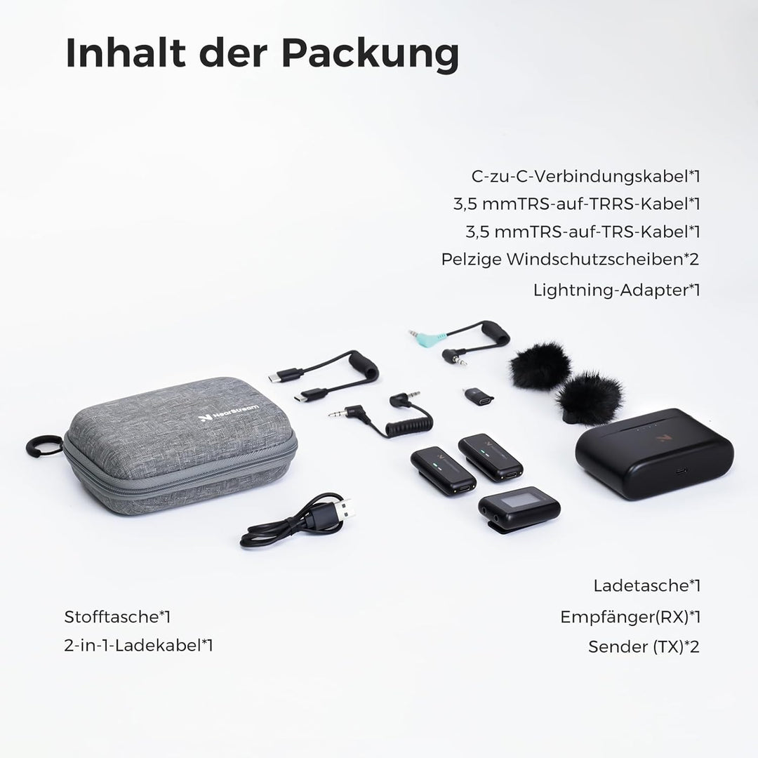 NearStream Wireless Lavalier Mikrofon für Android, iOS, Kamera, PC, kabelloses Mikrofon für Videoauf