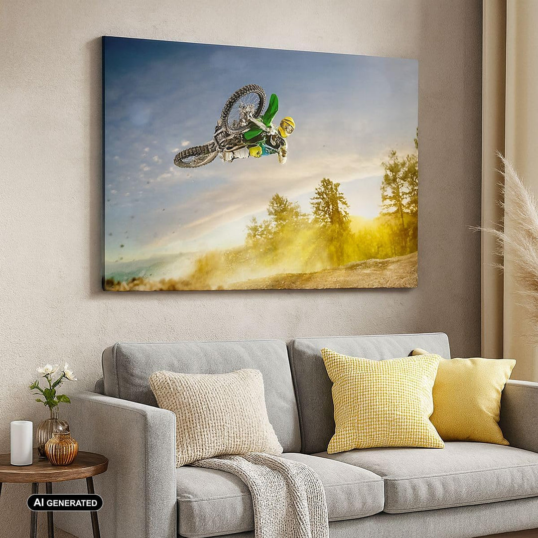 Bilder auf Leinwand 100x70cm Leinwandbild Motorrad Extrem Spass Wettbewerbe Gross Wanddeko Bild Schl