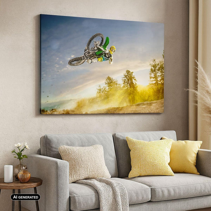 Bilder auf Leinwand 100x70cm Leinwandbild Motorrad Extrem Spass Wettbewerbe Gross Wanddeko Bild Schl