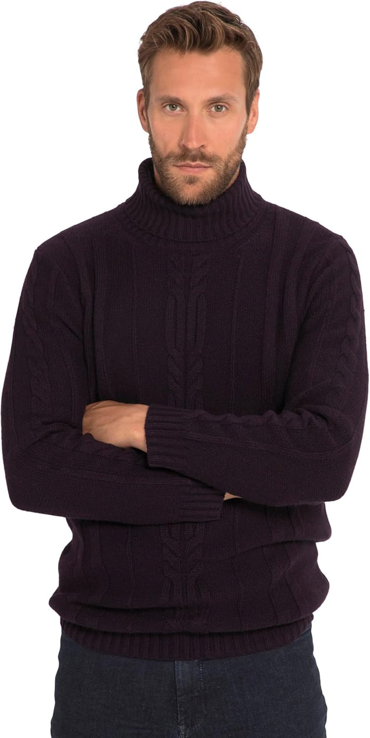 JP 1880 Herren Rollkragen, Wollmix, Vorne Zopfmuster Pullover 4XL Grosse Grössen Schwarze Johannissb