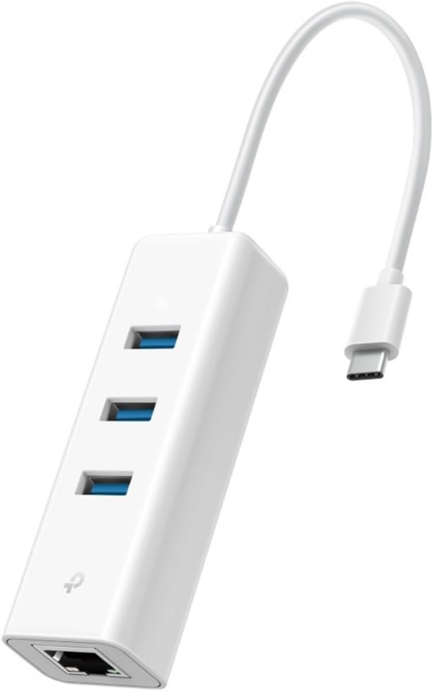 TP-Link UE330C USB-C Hub mit Gigabit-LAN-Adapter, 3 USB-A 3.0 Ports, USB-C auf Ethernet Netzwerkadap