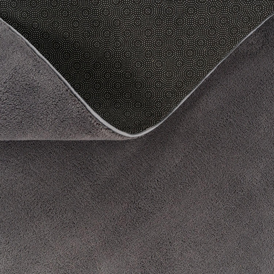 TT Home Wohnzimmer Teppich Kurzflor Anti-Rutsch Rückseite Unifarben Modern Waschbar, Farbe: Anthrazi