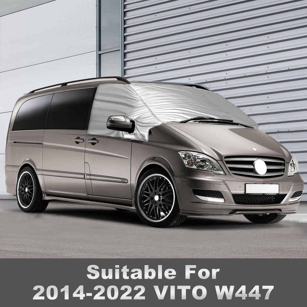 Externe Thermo Scheibenabdeckung passend für Mercedes-Benz Viano/Vito W639 2003-2014, Luxus Silber W