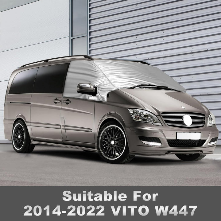 Externe Thermo Scheibenabdeckung passend für Mercedes-Benz Viano/Vito W639 2003-2014, Luxus Silber W