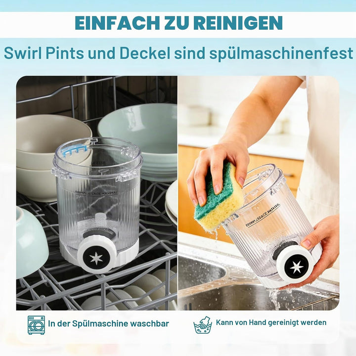 4 Stück Ersatz für Ninja Creami Swirl Behälter NC701EU 480ML, BPA-frei &amp; Spülmaschinenfest, Ersatzbe
