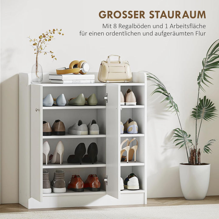 HOMCOM Schuhschrank Schuhregal mit 4 Fächern Schuhablage Schuhkommode für 12 Paar Schuhe 83 x 30 x 9