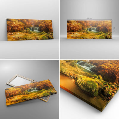 Wandbilder Dekoration Wohnzimmer Wald Bach Tropen Natur Panorama Bilder auf Leinwand 120x50cm Leinwa