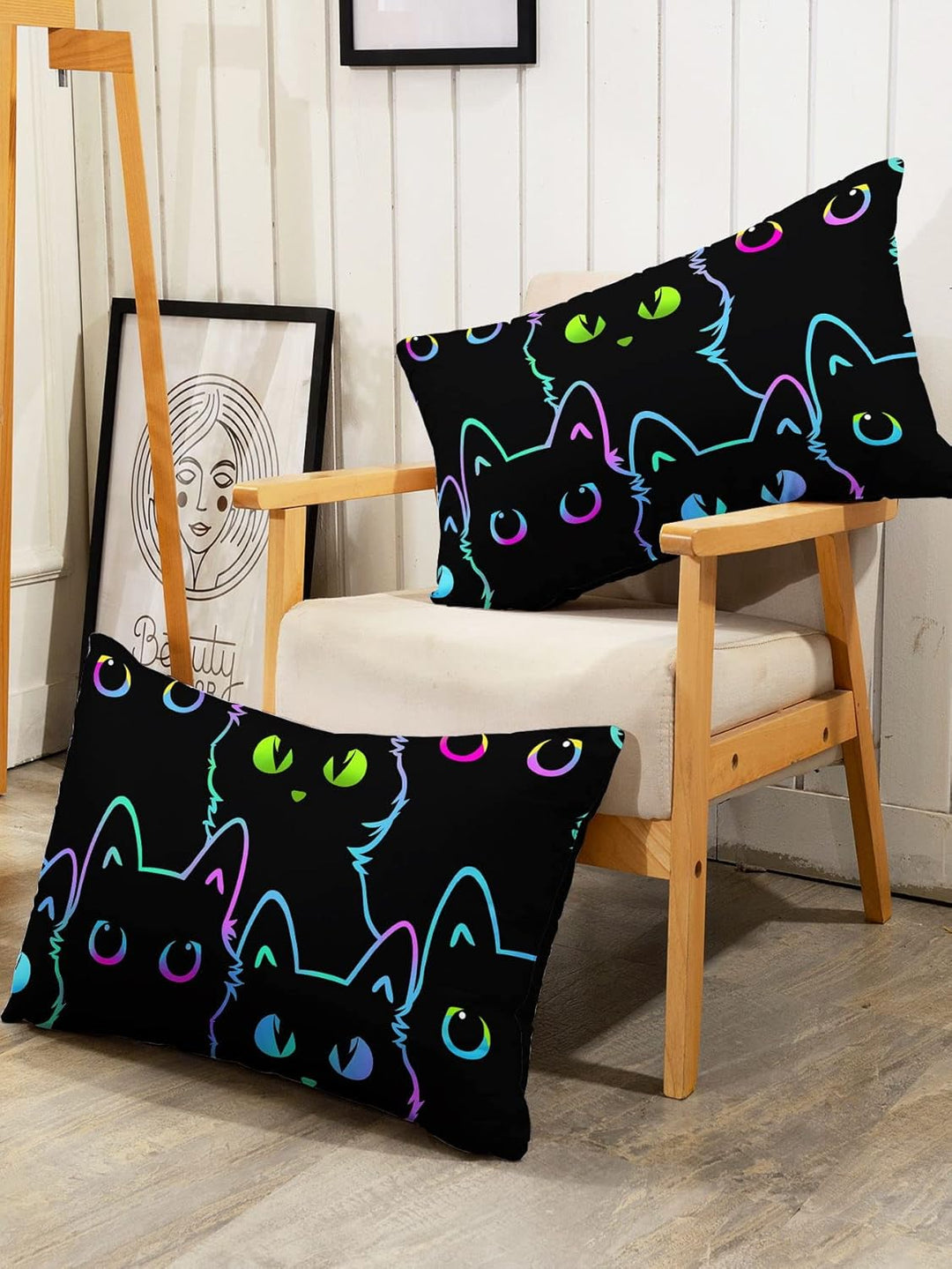 HOSIMA Katzen-Bettwäsche-Sets für Jungen und Mädchen, Kinder, niedlich, bunt, Farbverlauf, Cartoon,