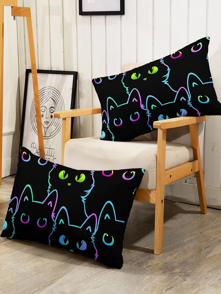 HOSIMA Katzen-Bettwäsche-Sets für Jungen und Mädchen, Kinder, niedlich, bunt, Farbverlauf, Cartoon,